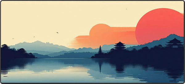 Zenlight XXL muismat met serene Japans landschap, perfect voor gaming en bureaugebruik